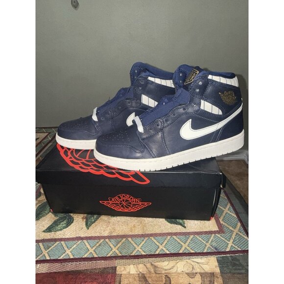 NIKE AIR JORDAN 1 RETRO HIGH JETER RE2PECT Navy Shoes 8.5 715854 402 Yankees - Picture 4 of 16